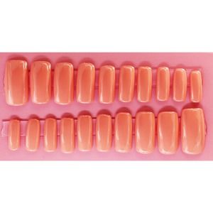 Salmon Love Medium Square Orange Press On Nails Long